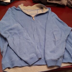 Quater Zip Caribbean Joe Sky Blue Zip-Up Sweater